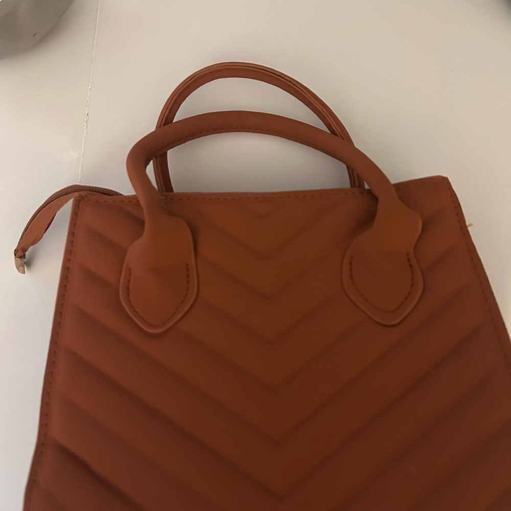 Chic Brown Chevron Satchel